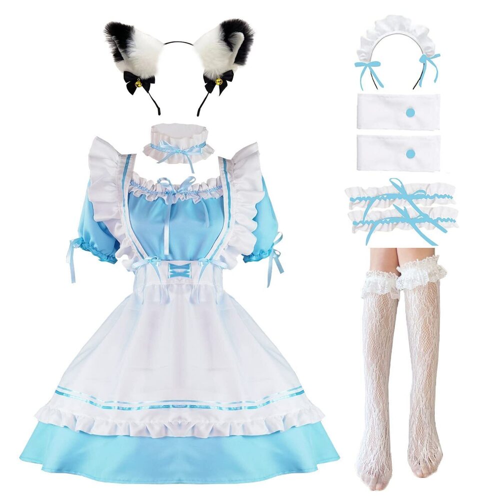 2500 Maid Outfit Anime Cosplay Lolita Dress French Maid Costume Plush cat